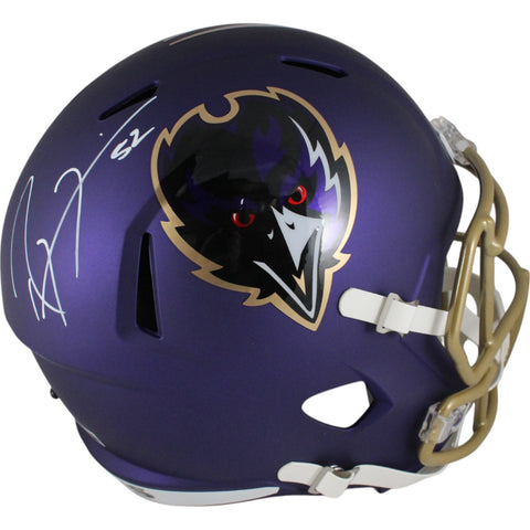 Ray Lewis Autographed Baltimore Ravens F/S 24 Alt Helmet Beckett Witness 49551