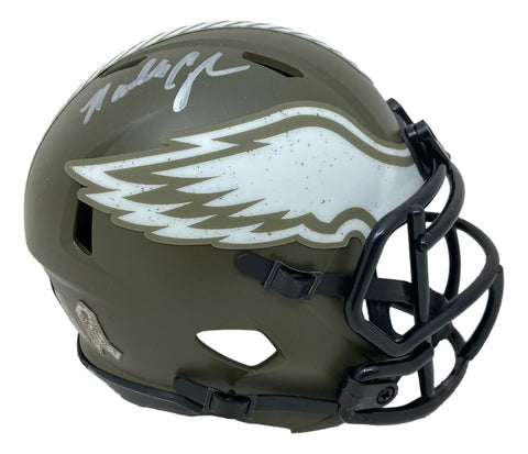 Randall Cunningham Signed Eagles Salute To Service Mini Speed Helmet BAS