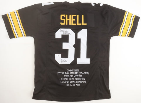 Donnie Shell Signed Pittsburgh Steelers Career Stat Jersey Inscbd "HOF 20" (JSA)