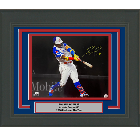 Framed Autographed/Signed Ronald Acuna Jr. Atlanta Braves 16x20 Photo JSA COA #5