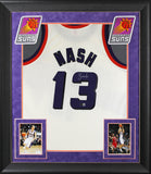 Suns Steve Nash Signed Cream M&N 1996-97 HWC Swingman Framed Jersey BAS Witness