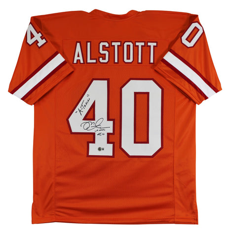 Mike Alstott "A-Train" Signed Orange Throwback Pro Style Jersey BAS Witnessed