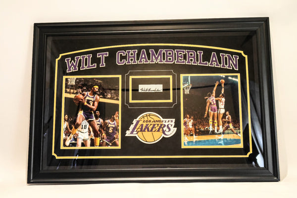 Wilt Chamberlain Autographed Los Angeles Lakers Photo Collage -- Framed | PSA LOA