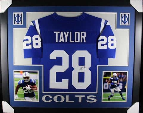 JONATHAN TAYLOR (Colts blue SKYLINE) Signed Autographed Framed Jersey JSA