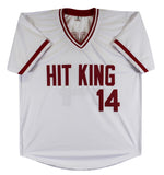 Reds Pete Rose "4256" Authentic Signed White Pro Style Jersey Autographed BAS 5