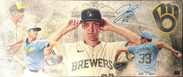 Brewers JACOB MISIOROWSKI Signed 13x31 Stretched MKE Canvas Collage AUTO - Prova