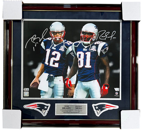 Tom Brady Randy Moss Patriots Dual Signed 16x20 Matted & Framed Photo Fanatics