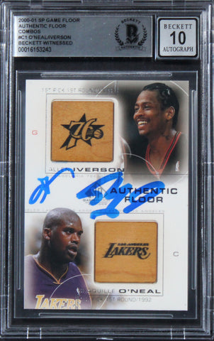 O'Neal & Iverson Signed 2000 SP Game Floor Combos #C1 Card Auto 10! BAS Slab 1