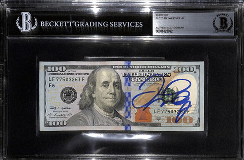 Floyd Mayweather Autographed/Signed $100 Bill Slab Beckett 40812