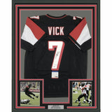 FRAMED Autographed/Signed MICHAEL MIKE VICK 33x42 Atlanta Black Jersey PSA COA