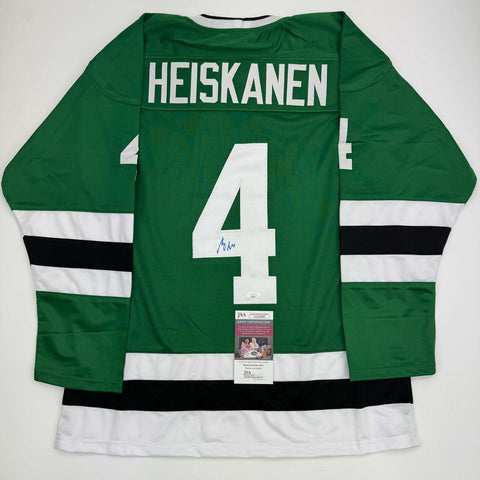 Autographed/Signed Miro Heiskanen Dallas Green Retro Hockey Jersey JSA COA