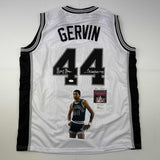 Autographed/Signed George Gervin Iceman Artwork San Antonio White Jersey JSA COA