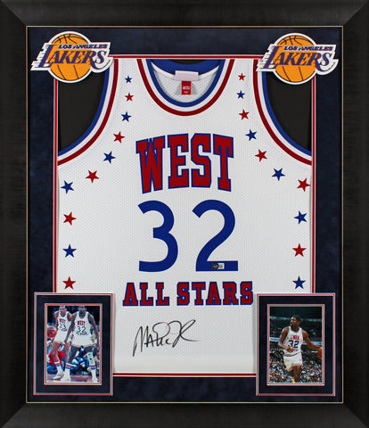 Magic Johnson Signed White 1983 All-Star M&N Authentic Framed Jersey BAS Witness