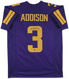 Jordan Addison Authentic Signed Purple Color Rush Pro Style Jersey BAS Witness