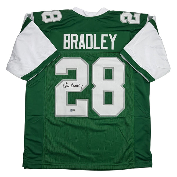 Autographed/Signed Bill Bradley Philadelphia Kelly Green Jersey Beckett BAS COA