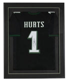 Jalen Hurts Signed Framed Custom Black Pro Style Football Jersey PSA