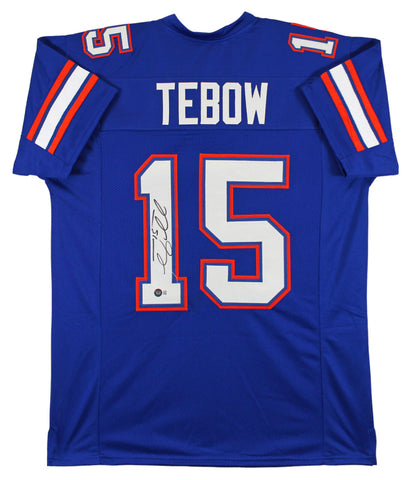 Florida Tim Tebow Authentic Signed Blue Pro Style Jersey Signed on #1 BAS Wit