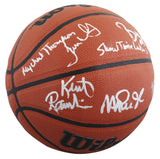 Showtime Lakers (6) Johnson, Thompson, Worthy +3 Signed Basketball W/ Case BAS W