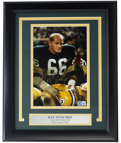 Ray Nitschke Signed Framed 8x10 Green Bay Packers Photo BAS