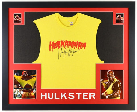 Hulk Hogan Signed Framed Hulkamania T-Shirt (PSA) 12xChamp Wrestler WWF & WCW