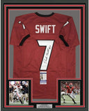 FRAMED Autographed/Signed D'ANDRE SWIFT 35x39 Georgia Red Jersey JSA COA
