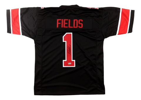 Justin Fields Ohio State Signed Black Football Jersey BAS