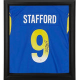 MATTHEW STAFFORD Autographed Los Angeles Rams Blue Nike Framed Jersey FANATICS