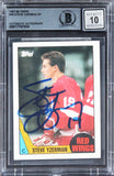 Red Wings Steve Yzerman Signed 1987 Topps #56 Card Auto 10! BAS Slabbed