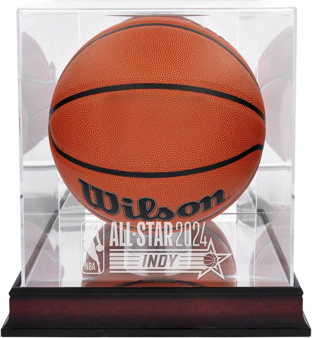 NBA 2024 All-Star Game Logo Mahogany Basketball Display Case