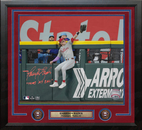 Harrison Bader The Catch Phillies Autographed 16x20 Framed Photo: That's My Ball