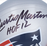 CURTIS MARTIN Autographed "HOF 12" New England Patriots Mini Helmet FANATICS