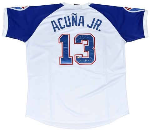 RONALD ACUNA JR SIGNED ATLANTA BRAVES #13 MAJESTIC COOPERSTOWN JERSEY + 2023 MVP