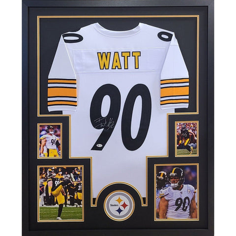 TJ Watt Autographed Signed Framed Pittsburgh Steelers White T.J. Jersey BECKETT