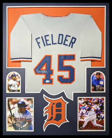 FRAMED DETROIT TIGERS CECIL FIELDER AUTOGRAPHED SIGNED JERSEY BECKETT HOLO