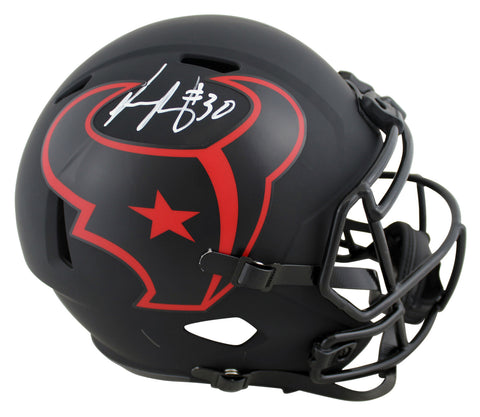 Texans Phillip Lindsay Signed Eclipse Full Size Speed Rep Helmet BAS Witnessed