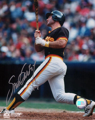 Steve Garvey Signed Padres Swinging 8x10 Photo - (In Silver) - (SCHWARTZ COA)