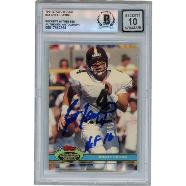 Brett Favre Autographed 1991 Stadium Club 94 HOF Slab Trading Card Beckett 50614