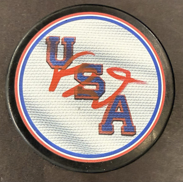 Brady Tkachuk Signed USA 2026 Olympics Hockey Puck Auto Fanatics COA Senators