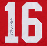Joe Montana Signed 49ers Career Highlight Stat Jersey JSA /4xSuper Bowl Champion