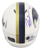 Ravens Ray Lewis Authentic Signed Retro Speed Mini Helmet BAS Witnessed