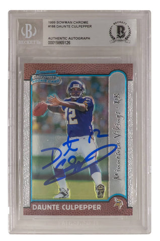 Daunte Culpepper Signed 1999 Bowman Chrome Rookie Card #166 - (Beckett Slabbed)