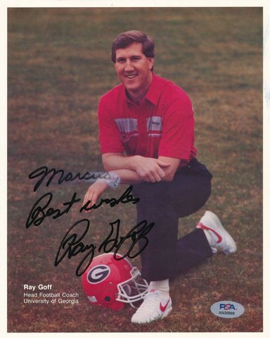 Ray Goff Signed/Inscribed 8x10 Photo Georgia Football Coach PSA/DNA 188141