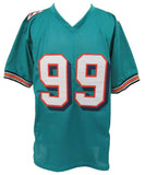Jason Taylor Signed/Inscribed Dolphins Aqua Custom Jersey Beckett 159711