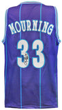 Alonzo Mourning Signed Purple Throwback Custom Basketball Jersey -(SCHWARTZ COA)