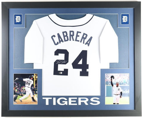 Miguel Cabrera Signed Detroit Tigers Framed Jersey Display (Beckett) 2xA.L. MVP