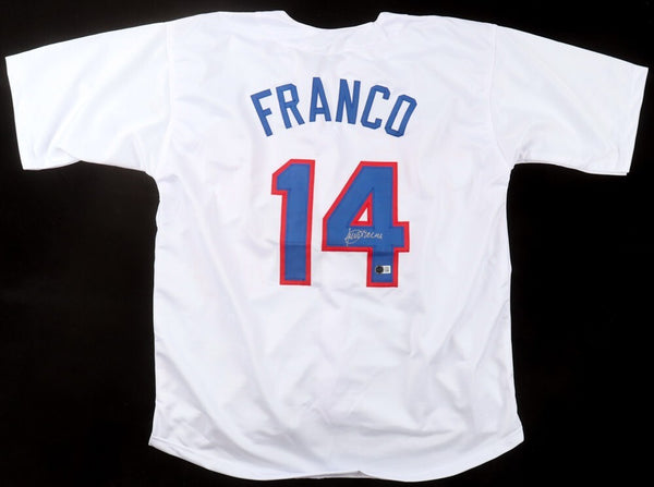 Julio Franco Signed Texas Rangers Jersey (Beckett) 1991 A.L. Batting Champion