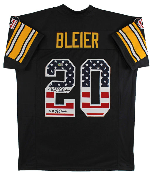 Rocky Bleier "4x SB Champ" Signed Black Pro Style Jersey w/ USA #'s BAS Witness