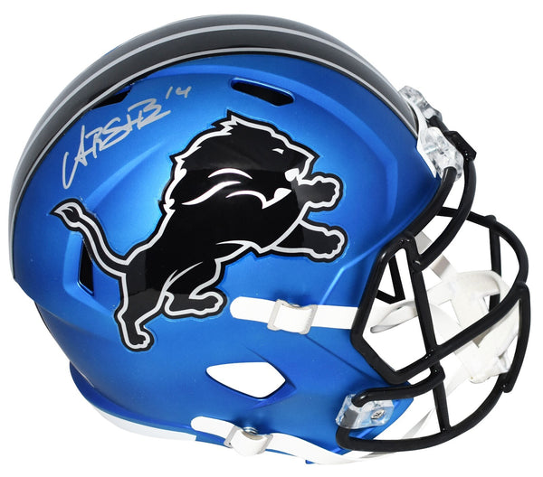 AMON-RA ST BROWN SIGNED DETROIT LIONS BLUE ALT FULL SIZE SPEED HELMET BECKETT