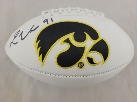 LUKAS VAN NESS SIGNED IOWA HAWKEYES FULL SIZE NFL LOGO FOOTBALL BECKETT