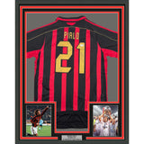 Framed Autographed/Signed Andrea Pirlo 35x39 AC Milan Soccer Jersey Beckett COA